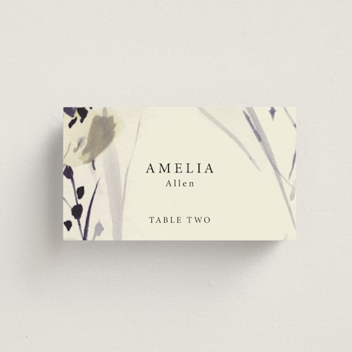 This is a almond wedding place cards with standard by Peony Rose Design called linen and cloth printing on signature in placecard