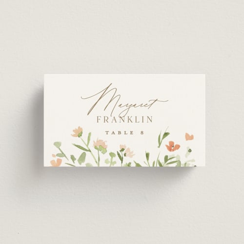 This is a toffee wedding place cards with standard by Everett Paper Goods called brynn printing on signature in placecard