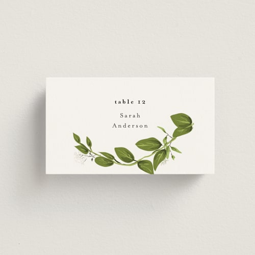 This is a fern wedding place cards with standard by Susan Moyal called greenery printing on signature in placecard