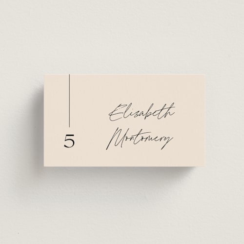 This is a creampuff wedding place cards with standard by Carolyn MacLaren called modern aligned printing on signature in placecard