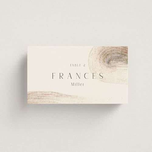 This is a sand wedding place cards with standard by Sumak Studio called gentleness printing on signature in placecard