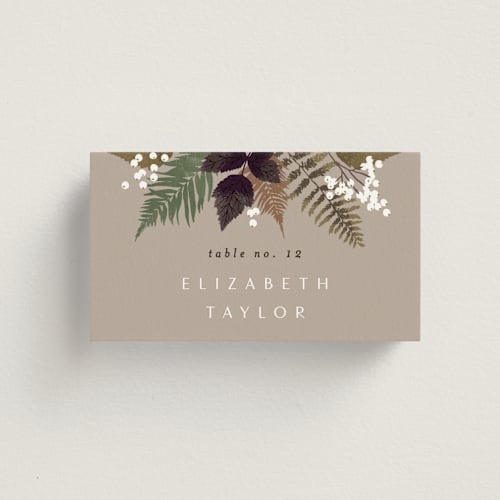 This is a natural wedding place cards with standard by Alethea and Ruth called autumnal printing on signature in placecard