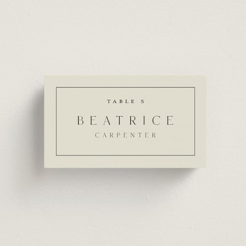 This is a ivory wedding place cards with standard by Stacey Meacham called warm affection printing on signature in placecard