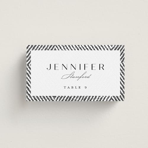 This is a noir wedding place cards with standard by FRANI called elegant ethno printing on signature in placecard