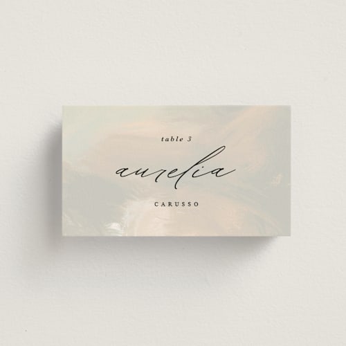 This is a dove wedding place cards with standard by Olivia Kanaley Inman called daybreak printing on signature in placecard