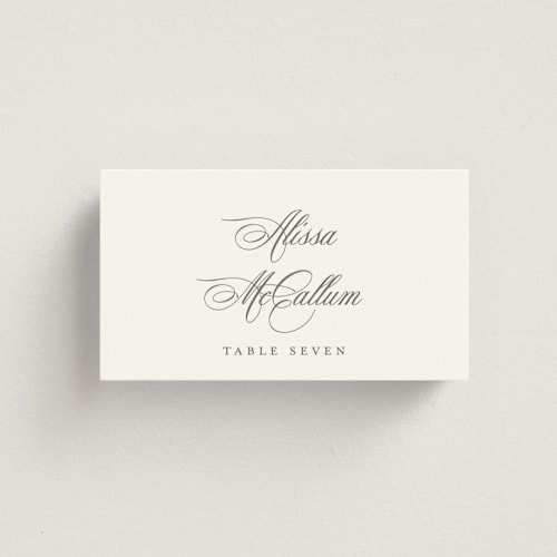 This is a natural wedding place cards with standard by Jennifer Postorino called empire printing on signature in placecard