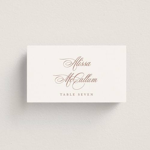 This is a antique rose wedding place cards with standard by Jennifer Postorino called empire printing on signature in placecard