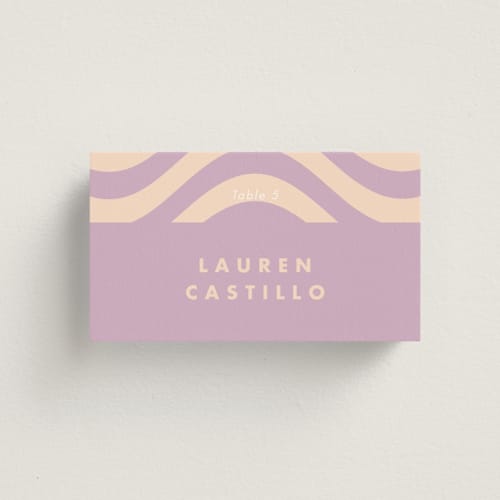 This is a wisteria wedding place cards with standard by Catherine Culvenor called bubblegum printing on signature in placecard