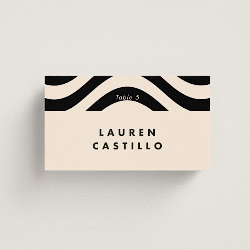 This is a almond wedding place cards with standard by Catherine Culvenor called bubblegum printing on signature in placecard