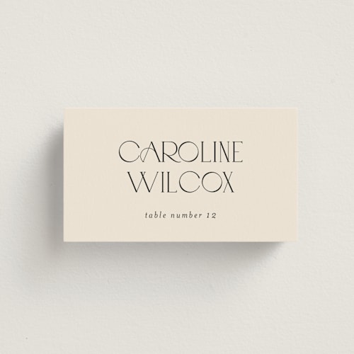 This is a linen wedding place cards with standard by Kelly Schmidt called edge printing on signature in placecard
