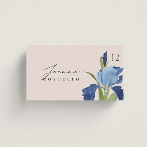 This is a natural wedding place cards with standard by Everett Paper Goods called irises printing on signature in placecard