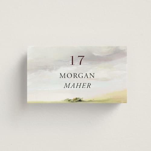 This is a fern wedding place cards with standard by Lindsay Megahed called savanna printing on signature in placecard