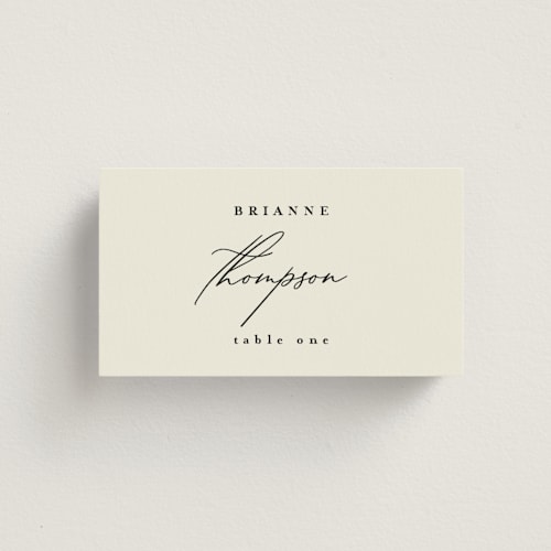 This is a vanilla wedding place cards with standard by Louise Kay called love and faith printing on signature in placecard