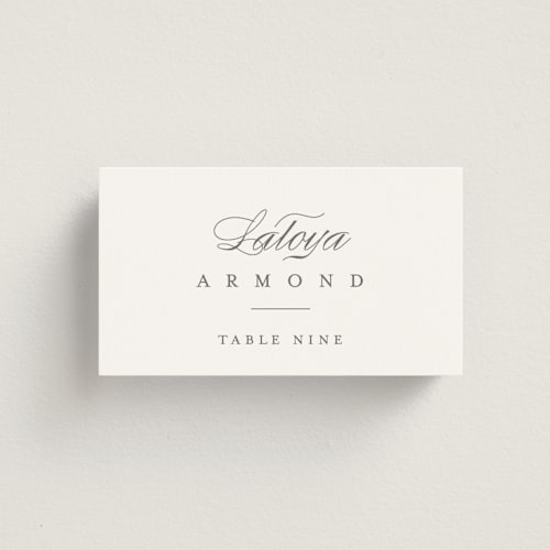 This is a ivory wedding place cards with standard by Amy Kross called crawford printing on signature in placecard