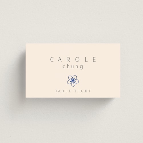 This is a marseille bleu wedding place cards with standard by Deborah Chou called two toned printing on signature in placecard