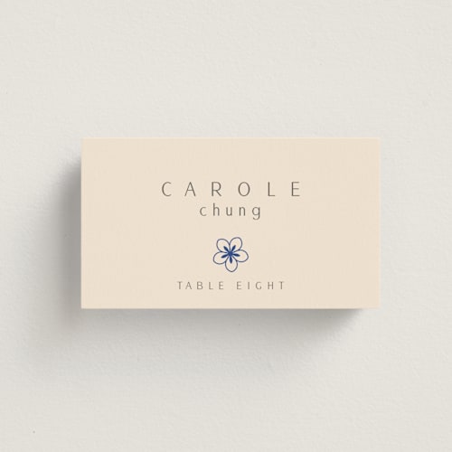 This is a marseille bleu wedding place cards with standard by Deborah Chou called two toned printing on signature in placecard
