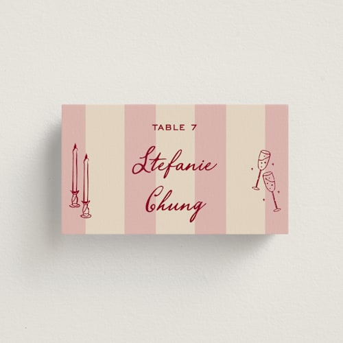 This is a rose wedding place cards with standard by Jennifer Lew called thompson printing on signature in placecard