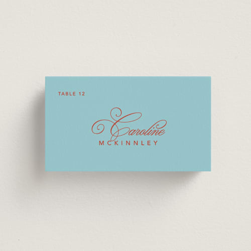 This is a sky wedding place cards with standard by Kelly Watkins called vivid printing on signature in placecard