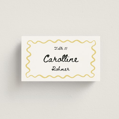 This is a nero wedding place cards with standard by Helena Vitto called amore mio printing on signature in placecard