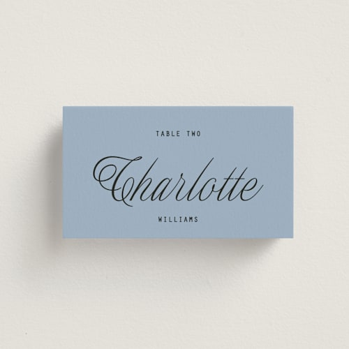 This is a sky wedding place cards with standard by Blustery August called cheers printing on signature in placecard