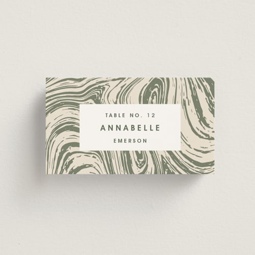 This is a olive you more wedding place cards with standard by Design Lotus called true north printing on signature in placecard