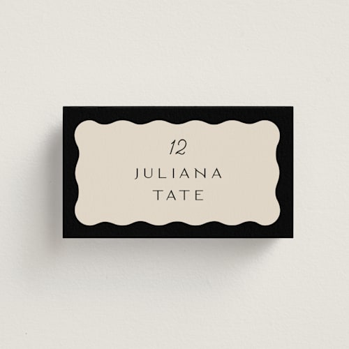 This is a shadow wedding place cards with standard by Pixel and Hank called lovers printing on signature in placecard