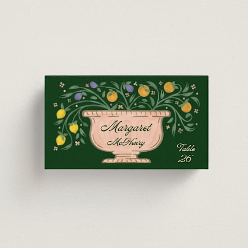 This is a verde wedding place cards with standard by Paper Sun Studio called bountiful printing on signature in placecard
