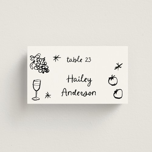 This is a sugar wedding place cards with standard by Cass Loh called inky printing on signature in placecard