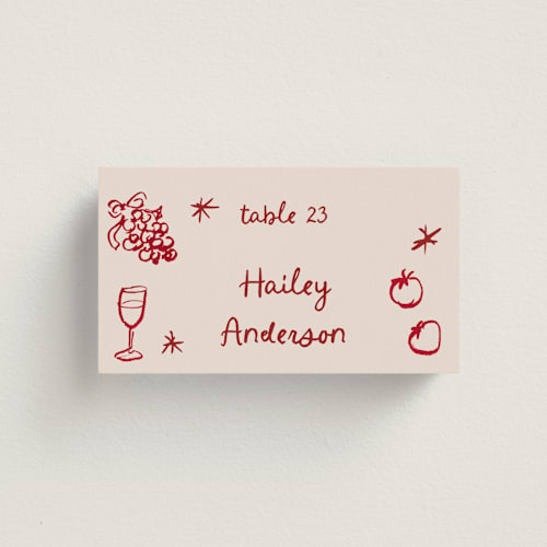 This is a wine wedding place cards with standard by Cass Loh called inky printing on signature in placecard