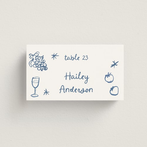 This is a seabreeze wedding place cards with standard by Cass Loh called inky printing on signature in placecard