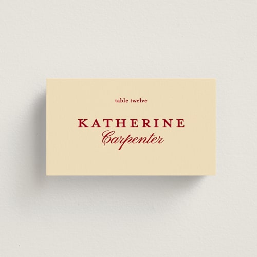 This is a butter wedding place cards with standard by Creo Study called modern simplicity printing on signature in placecard