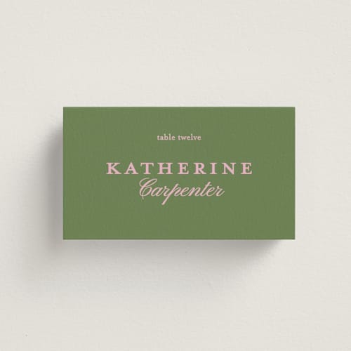 This is a cabbage wedding place cards with standard by Creo Study called modern simplicity printing on signature in placecard