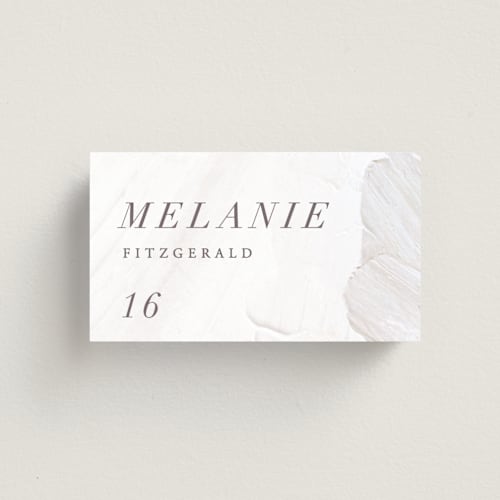 This is a cream wedding place cards with standard by Hooray Creative called neutrality printing on signature in placecard