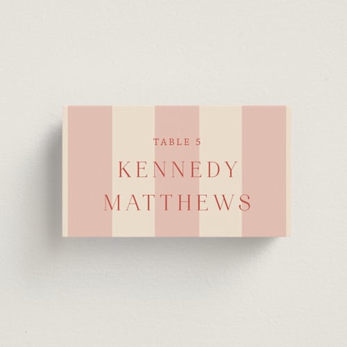 This is a coral wedding place cards with standard by Rebecca Durflinger called nautical nuptials printing on signature in placecard