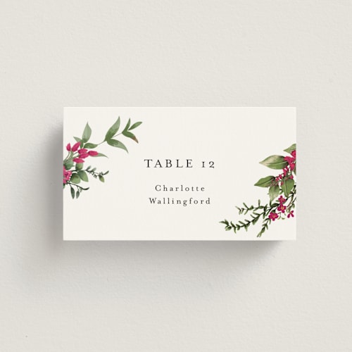 This is a peony wedding place cards with standard by Susan Moyal called romantic florals printing on signature in placecard
