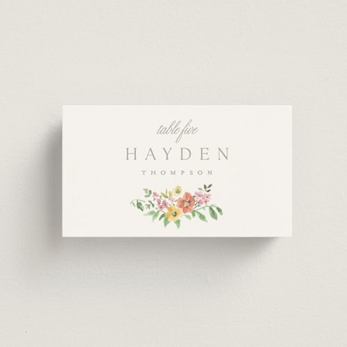 This is a hibiscus wedding place cards with standard by Everett Paper Goods called chelsea printing on signature in placecard