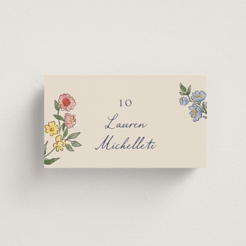 This is a cornflower wedding place cards with standard by Chris Griffith called a wedding in low country printing on signature in placecard