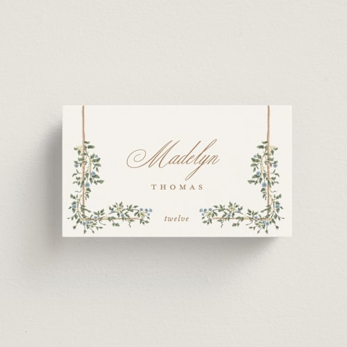This is a lake wedding place cards with standard by Leah Bisch called arbour printing on signature in placecard