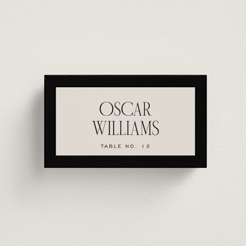 This is a suit wedding place cards with standard by Pixel and Hank called threaded printing on signature in placecard