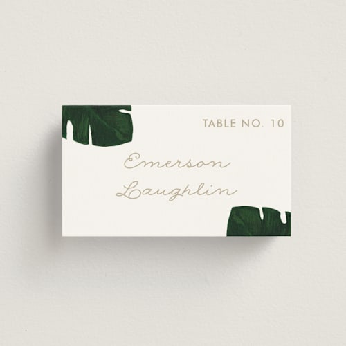This is a classic palm wedding place cards with standard by Kaydi Bishop called palm printing on signature in placecard