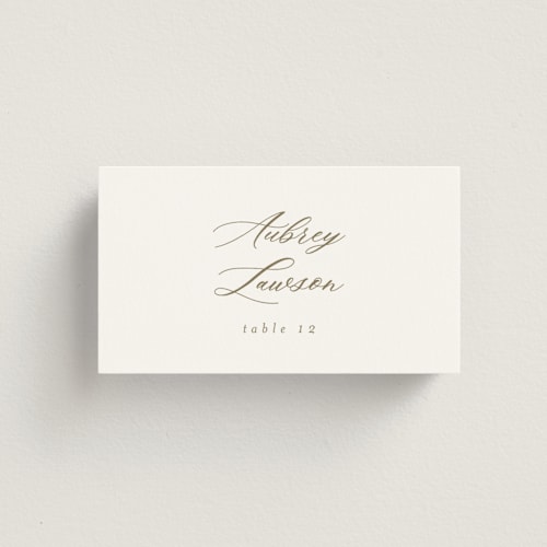 This is a fawn wedding place cards with standard by AK Graphics called rustic barn printing on signature in placecard
