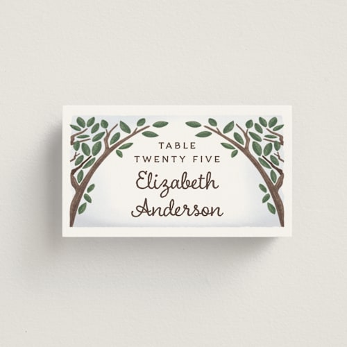 This is a forest wedding place cards with standard by Paper Sun Studio called nature's chapel printing on signature in placecard