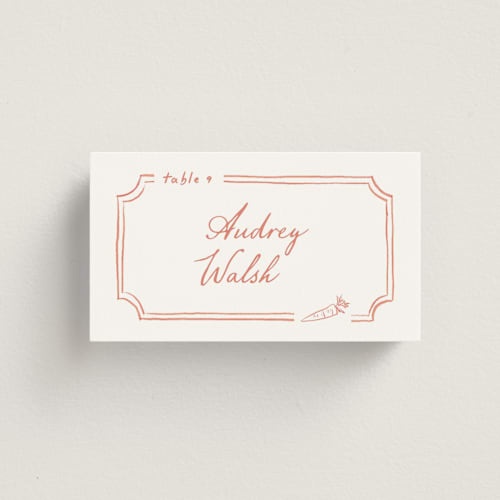 This is a hibiscus wedding place cards with standard by Creo Study called organic frame printing on signature in placecard