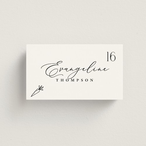 This is a ink wedding place cards with standard by Hooray Creative called chic script printing on signature in placecard