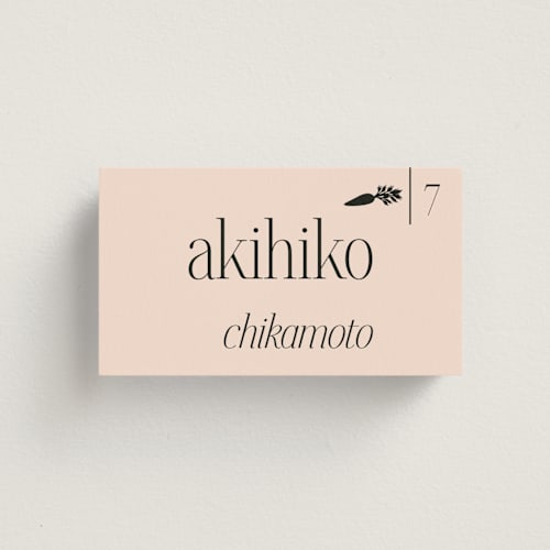 This is a champagne wedding place cards with standard by Hudson meet Rose called noho printing on signature in placecard