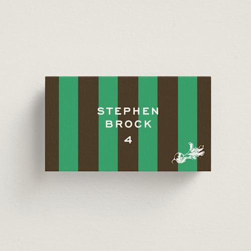 This is a chocolate wedding place cards with standard by Megan Davis called rhode printing on signature in placecard