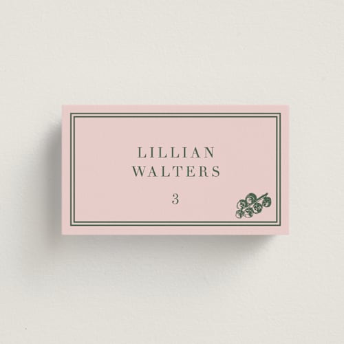 This is a strawberry wedding place cards with standard by Megan Davis called perry printing on signature in placecard