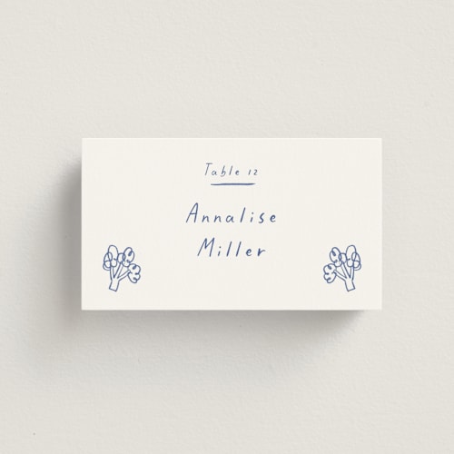 This is a bistro wedding place cards with standard by Ani Somi called bon vivant printing on signature in placecard