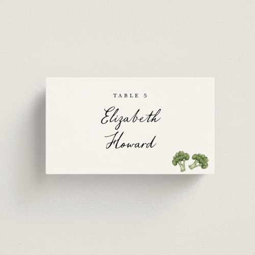 This is a pearl wedding place cards with standard by Petra Kern called let's eat printing on signature in placecard