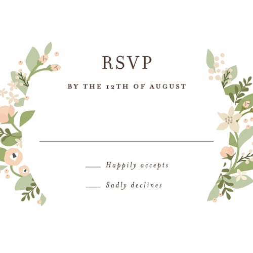 This is a peach sorbet rsvp postcards by Jennifer Wick called longwood estates printing on signature in postcard